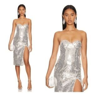 NWT Size Xsmall Jovanna Strapless Metallic Bodycon Cocktail Dress from Majorelle